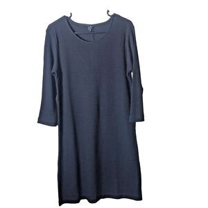 ST. STUDIO Women's Black  Straight  Jersey Ribbed 3/4 Sleeves Dress Size L